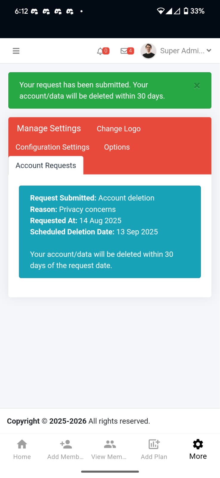 Request status with scheduled date
